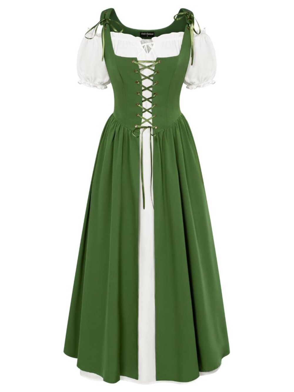 Scarlet Darkness Renaissance Costume Women Peasant Medieval Dress Short Sleeve